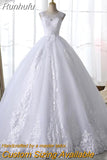 White Lace Wedding Dress With Train Sleeveless Bridal Dress Back Zipper Ball Gown Luxury Vestido De Noiva Robe De Mariee